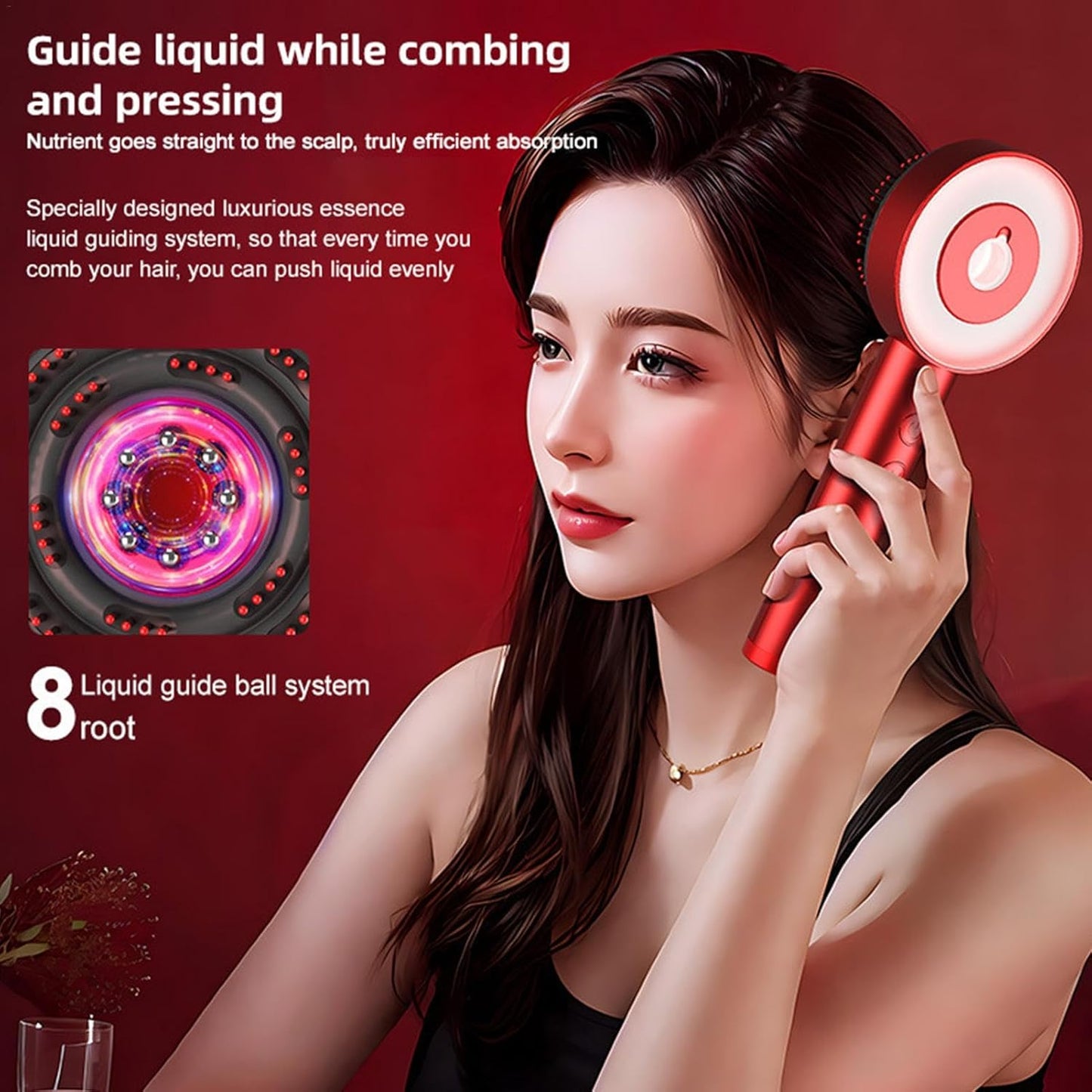 Electric Scalp Massager, Hair Oil Applicator, Scalp Massager Tool, 3 Modes Massager, Blue/Red Light Massager, Vibrating Hair Brush, Scalp Tool, Relaxing Scalp Massager for Women Men