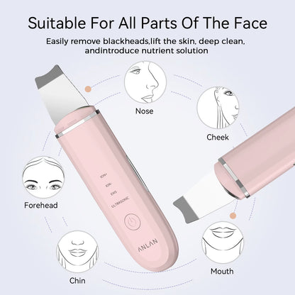 Ultrasonic Skin Scrubber Deep Cleaning Peeling Shovel Limpiador Facial Skin Care Face Lifting Machine Ultrasonic Cleaner