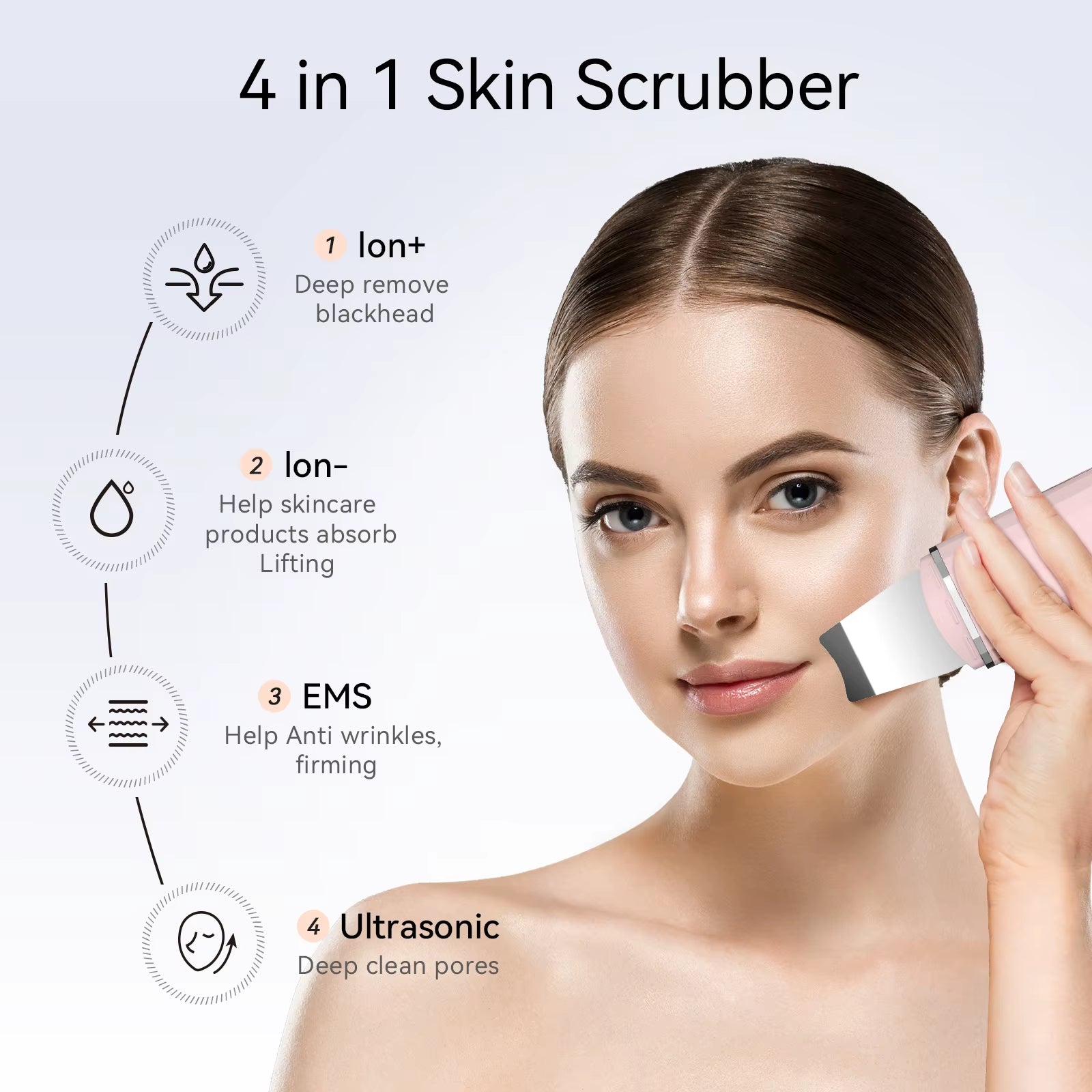 Ultrasonic Skin Scrubber Deep Cleaning Peeling Shovel Limpiador Facial Skin Care Face Lifting Machine Ultrasonic Cleaner