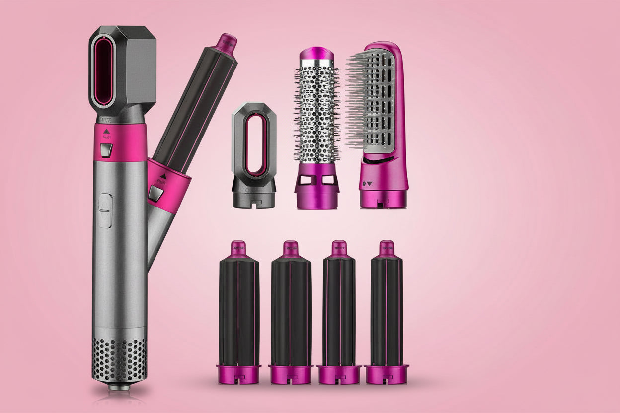 7 in 1 Hair Dryer Hot Air Brush Styler and Volumizer Hair Straightener Curler Comb Negative Ion One Step Hair Dryer Brush