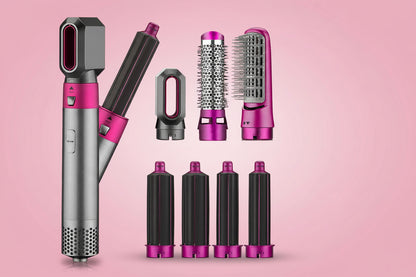 7 in 1 Hair Dryer Hot Air Brush Styler and Volumizer Hair Straightener Curler Comb Negative Ion One Step Hair Dryer Brush