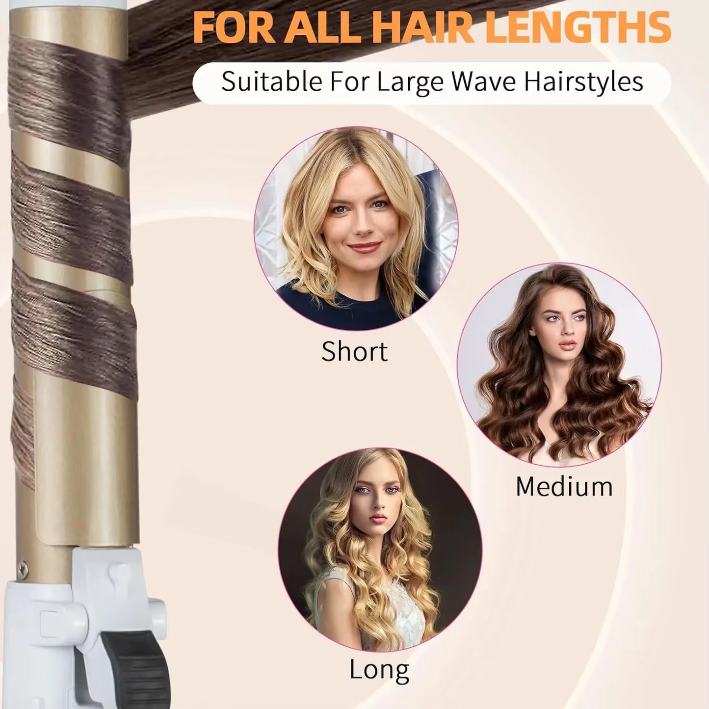 2024 Best Hair Curling Wand 28Mm Automatic Rotating Curling Iron for Professional Big Waves and Inward Curls