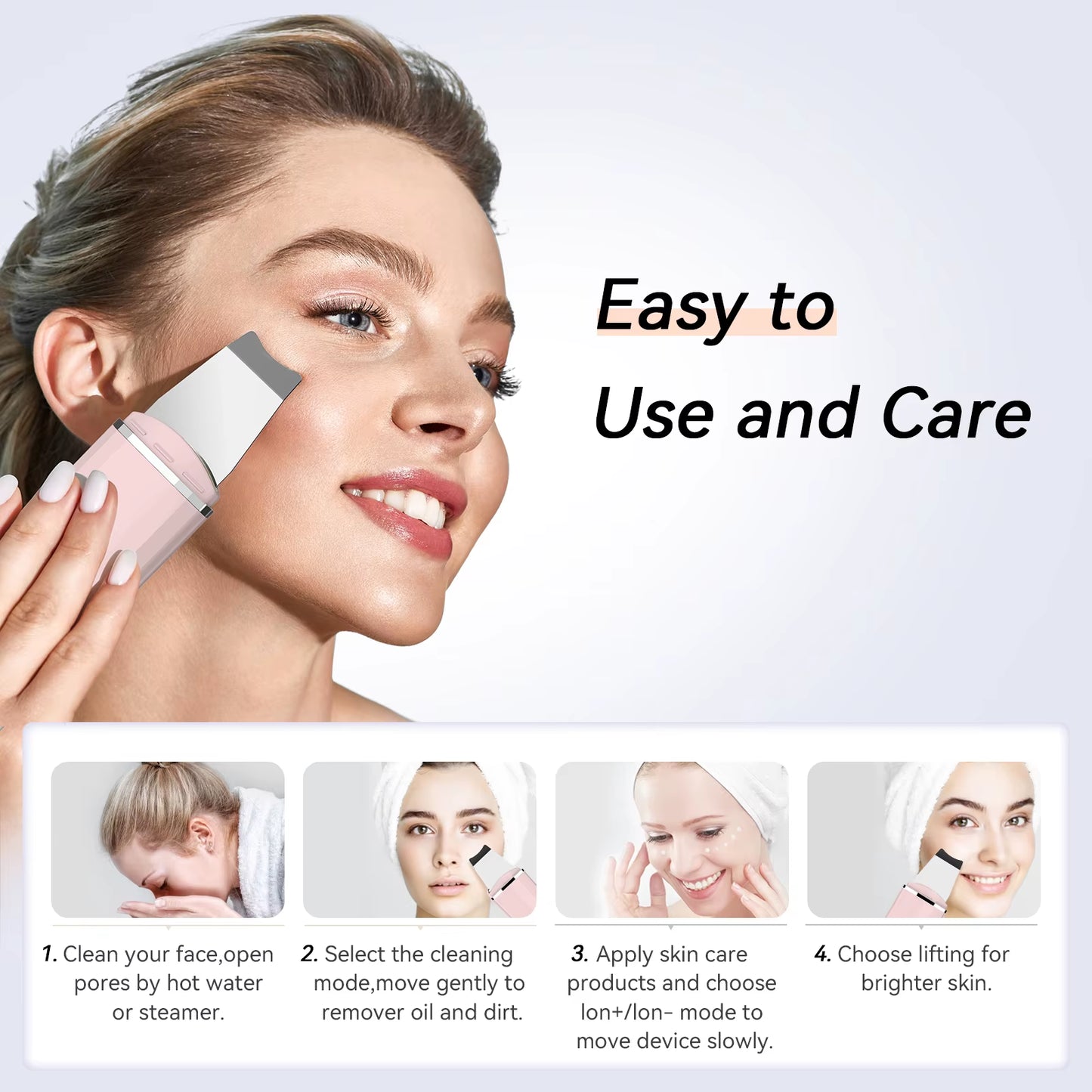 Ultrasonic Skin Scrubber Deep Cleaning Peeling Shovel Limpiador Facial Skin Care Face Lifting Machine Ultrasonic Cleaner
