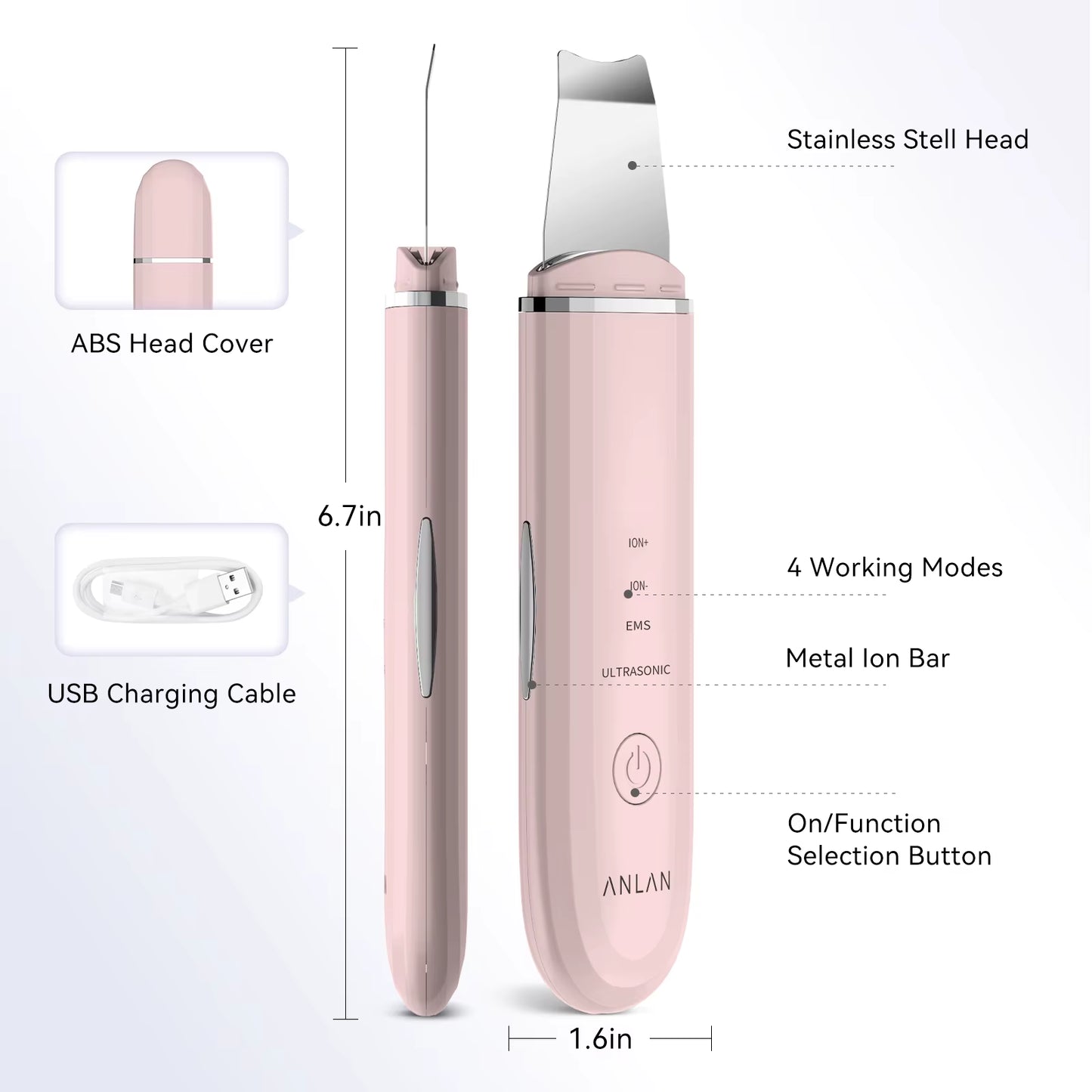 Ultrasonic Skin Scrubber Deep Cleaning Peeling Shovel Limpiador Facial Skin Care Face Lifting Machine Ultrasonic Cleaner
